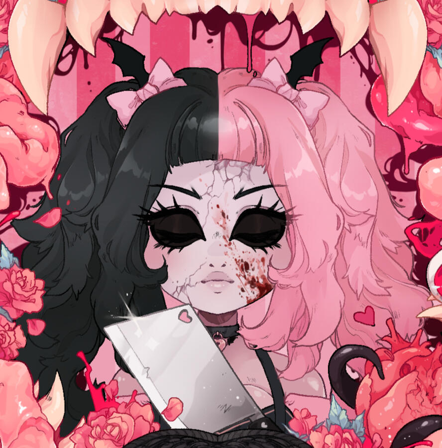 Eyes can be seen behind mask.